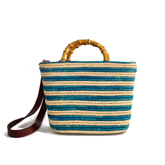 STRIPED RAFFIA BASKET