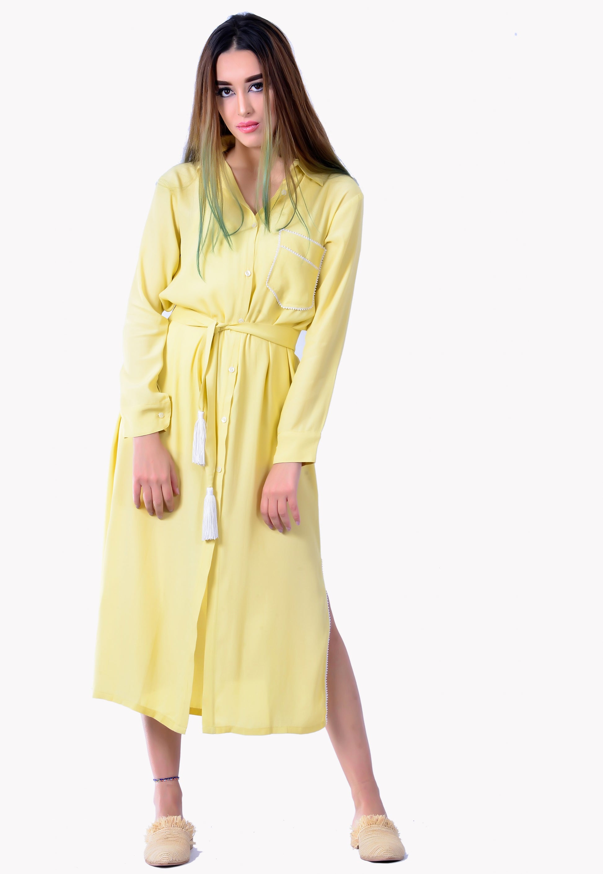 BEVERLY YELLOW SHIRT DRESS - Milsouls