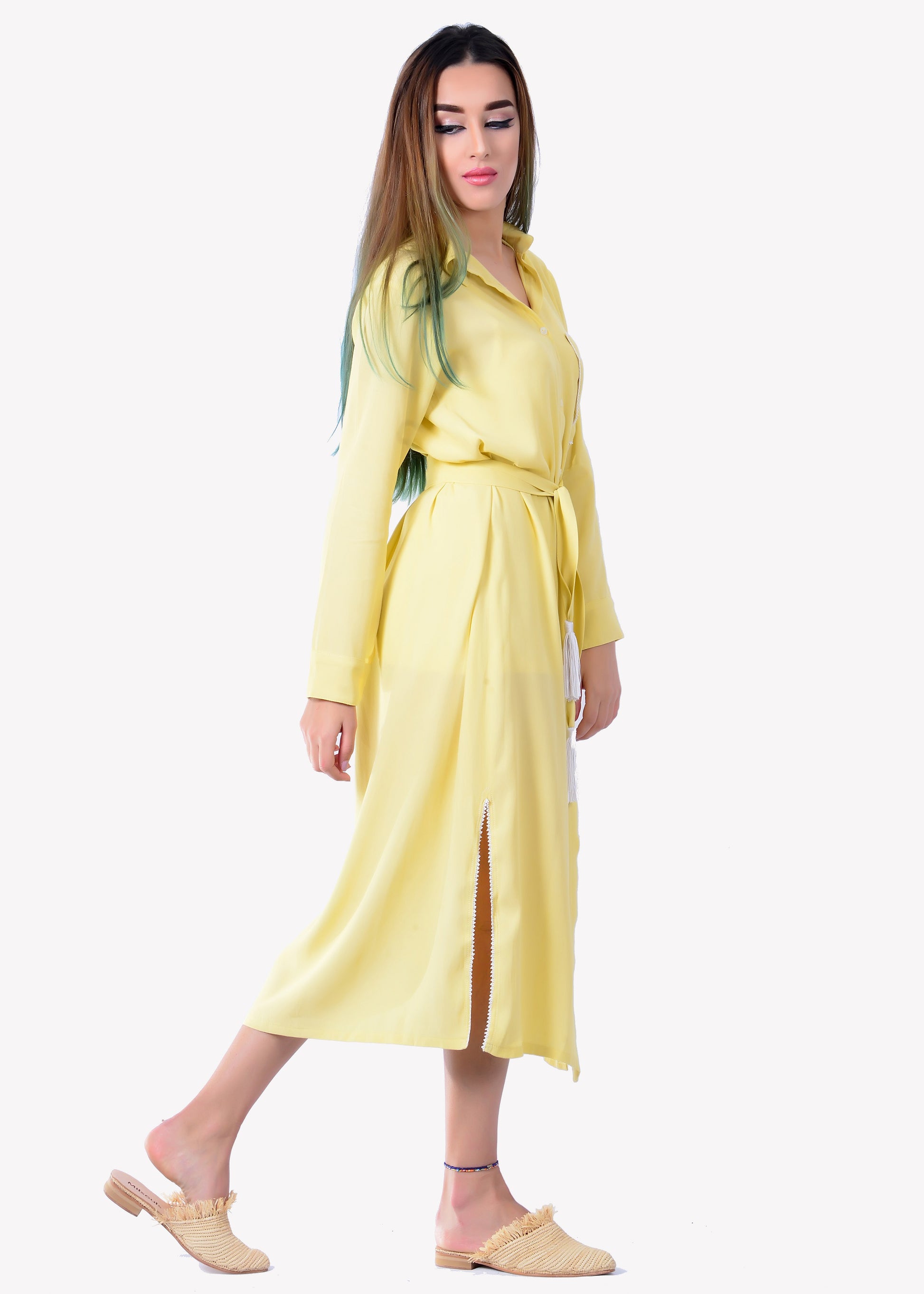 BEVERLY YELLOW SHIRT DRESS - Milsouls